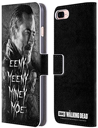 Head Case Designs Licenciado Oficialmente AMC The Walking Dead Eeny Miney BW Negro Altavoz Negan Carcasa de Cuero Tipo Libro Compatible con Apple iPhone 7 Plus/iPhone 8 Plus