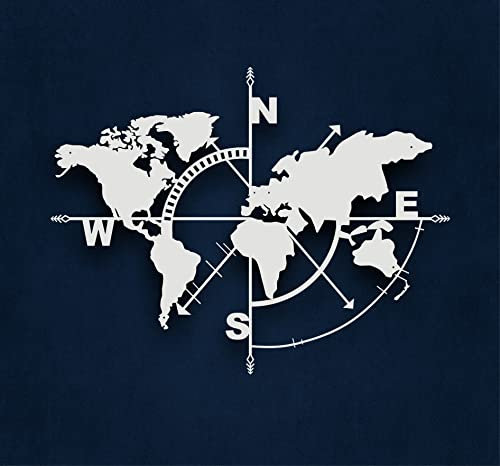 Metall-Weltkartenkunst – Metall-Weltkarte – Metall-Wanddekoration, Heimbüro-Dekoration, Schlafzimmer, Wohnzimmer, Dekoration (140 x 104 cm, weiß)