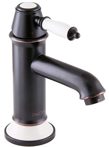 PaulGurkes Nostalgie schwarzer Wasserhahn Einhandmischer Retro Waschtischbatterie schwarz Badarmatur Vintage Landhausstil Waschtischarmatur Keramikeinlage