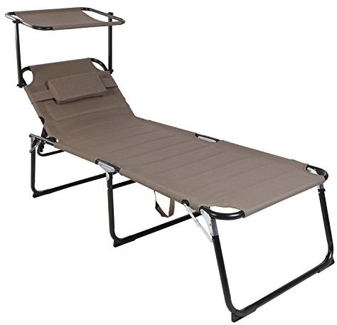 FineHome Klappbare XXL Gartenliege Sonnenliege Relaxliege Liege mit Kissen gepolstert Taupe Aluminium L200xB70xH45/95cm Belastbar bis 150kg