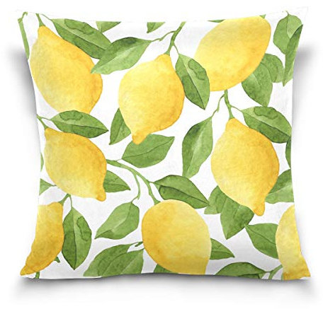 Linomo Kissenbezug 45x45 cm, Jahrgang Zitrone Blätter Dekorative Kissenbezug Kissenhülle für Couch Sofa Bett Hause