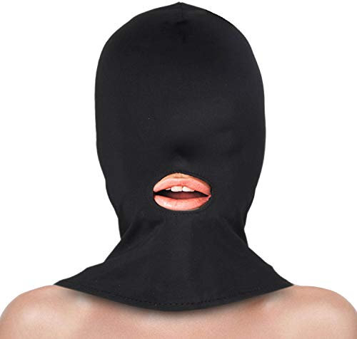 GOODS+GADGETS Erotische Gesichtsmaske Fetisch Maske BD-SM Kopfmaske Dunkelspiel Fetischmaske mit Mundöffnung