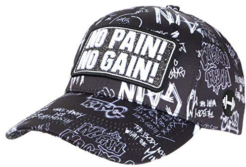 Cap No Pain No Gain Schwarz und Grau, Streetwear Baseball Fashion – Unisex Gr. Einheitsgröße, Schwarz