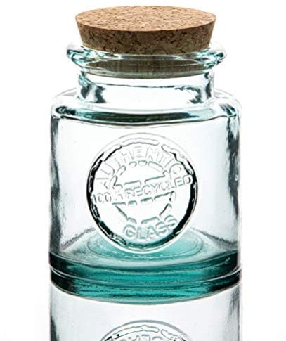 Purity Style Authentic Recycled Glass 250ml Round Storage Jar with Cork Lid