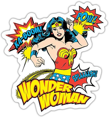 Spreadshirt DC Comics Wonder Woman Retro Sticker, max. 10 x 10 cm, 10 x 10 cm, Mattweiß