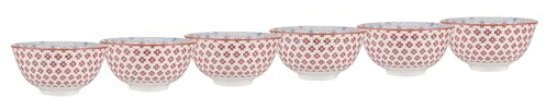 BUTLERS 6er Set Schüssel 520ml Müslischale ORNAMENTS Porzellan Geschirr & Dekoschalen | Bowl Salatschale Suppenschüssel Teller tief | Modern gemustert mit Farbakzent | Mikrowellen- & spülmaschinenfest