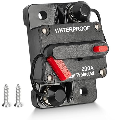RED WOLF 200A Schutzschalter Sicherungshalter mit Manueller Reset für Auto Boot LKW Marine Audio Batterie Leistungsschalter Kfz DC 12V-24V Sicherungsautomat Circuit Breaker