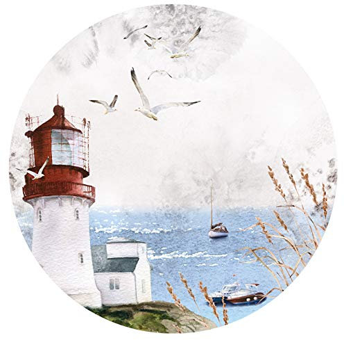 Grandora Wandaufkleber Wandtattoo Schlafzimmer Strand Küste Meer Wandsticker Ostsee Wandbild Wohnzimmer Wanddeko Esszimmer Flur Tapete selbstklebend rund DL652-01