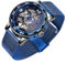 Transparente modische Diamant-Armbanduhr, Königliches Design, für Herren, Top-Marke, Luxus-Männer, mechanische Skelett-Armbanduhr, WIN975,Schwarz & Rot, selbstaufziehende, automatische Uhr