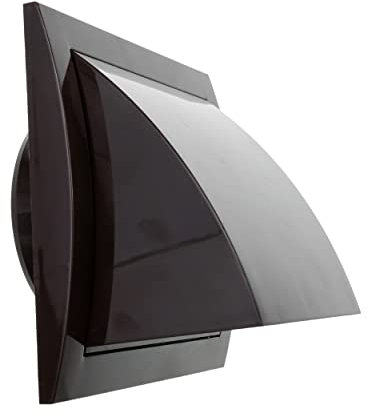 4'' Inch / 100 mm Brown Exhaust Hood Vent with Rain Cover and Flap, Indoor and Outdoor Air Vent Duct Cover, 6'' x 6'' Inch Exhaust Cap
