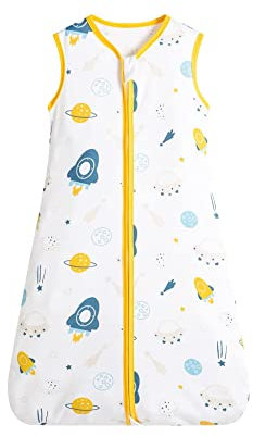 E-RIDES Baby Schlafsack aus 100% Baumwolle ohne Ärmel, Sommerschlafsack für Kleinkinder, Ganzjahres Schlummersack für Neugeborene Mädchen und Jungen, Reißverschluss 0.5 TOG(Luftfahrt,Large)