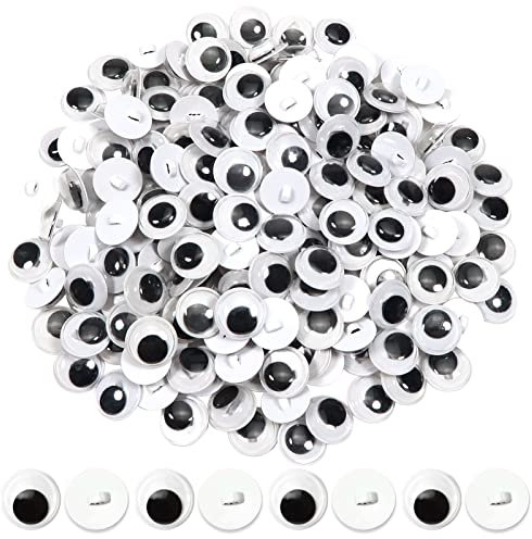 TOAOB 180 Stück Wackelaugen Klein Knopfaugen zum Annähen 12mm Kunststoff Wiggle Googly Eyes Runde Schwarz Puppe Augen Sicherheitsaugen für Puppenherstellung DIY Bastel Zubehör