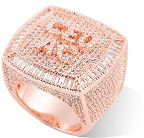 Benutzerdefinierte Iced Out Ringe für Männer Personalisierte Alphabet A-Z Anfangsbuchstaben Ringe Personalisierte Hip Hop Ringe 18 Karat vergoldete Namensringe für Geburtstag, Hochzeit, Verlobung
