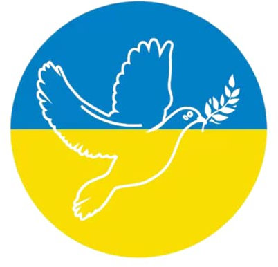 Aufkleber mit Friedenstaube auf Ukraine Flagge, 1 Stk, Ø 8 cm Klebesticker, hochwertiger Druck mit UV Schutz, 0,08 mm Folienstärke, für Auto, Scheibe, Bike, Ukraine Sticker Car, Ukraine Aufkleber Kfz