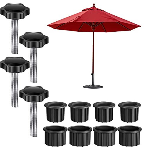 Rechange pour Pied Parasol Standard Rond,Socle en Granit avec Bague Réduction Noir Diamètre Intérieur,Inserts Réducteurs pour Pied Parasol Granit
