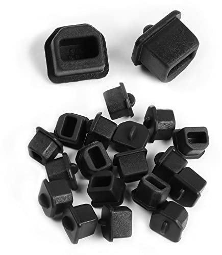 GINTOOYUN 20pcs USB B Anti Dust Cap Cover Plugs USB B Female Dustproof Plug Soft Silicone Protector Black