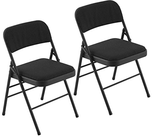 LeChamp Stoff Gepolsterte Klappstühle 2er Set Robuste Langlebige Stühle mit Stahlrohrkonstruktion Inklusive Kissen Platzsparend Leicht zu Transportieren Ideal für Büro Küche Garten Veranstaltungen