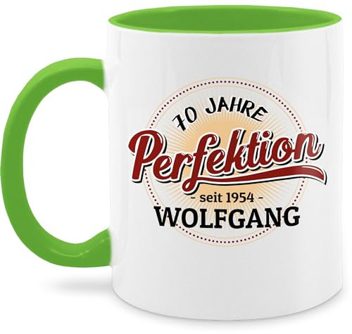 Tasse Tassen 325ml - 70. Geburtstag - 70 Jahre Perfektion - seit 1955-325 ml - Hellgrün - geschenke zum spruch 70.geburtstag 1952 haferl für männer ab name 70sten 1953 teetasse frauen