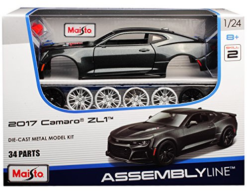 alles-meine.de GmbH Chevrolet Camaro Coupe ZL1 Grau mit Schwarz 6. Generation Ab 2015 Version Ab 2017 Bausatz Kit 1/24 Modell Auto mit individiuellem Wunschkennzeichen