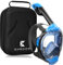 Khroom Schnorchelmaske Erwachsene & Kinder ab 3 Jahre | CO2 sicher | Vollgesichtsmaske mit Easy-Breath System | Schnorchelset Alternative | Seaview Y Tauchmaske Erwachsene / Kinder (S/M Blau+Case)