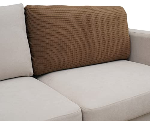 Eismodra Rückenlehne Überzug,Sofabezug 3 Sitzer,Stretch Sitzkissenbezug,Couch Überwurfdecke Sofaschoner Sofaüberwurf,Elastischer Bezug Cover für L Form,Hellbraun,Rückenkissen(1 Stück)