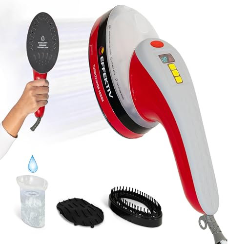 Ferro da Stiro a Vapore Verticale EFFEKTIV TurboVapor 1050X, Ferro a Vapore da Viaggio 400mg/min, Stiratrice Verticale Ultra compatta1600W, 3in1 Stiratore Portatile, Serbatoio 220ml, 4moda, 35s (Red)