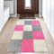Flauschiger Shaggy-Teppich Hochflor mit Karomuster in rosa grau Creme 80x150cm
