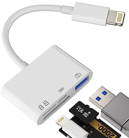 Charger Cable Dongle OTG Adapter SD Card Reader for iPhone Lightning to USB Micro TF for Apple Camera Mouse Keyboard Memory Viewer Flash Drive Stick Cord Converter Photo Compact Photography Accessorie