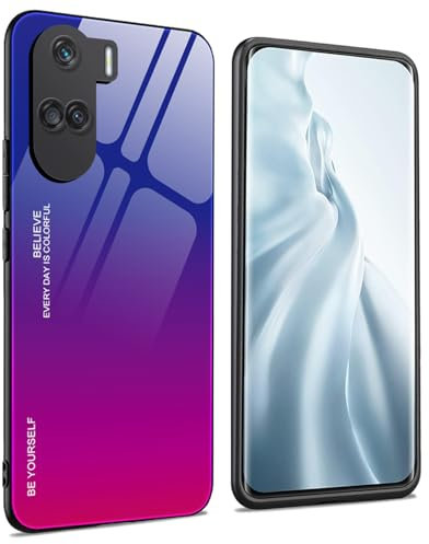 WBWONE Coque pour Honor 90 Lite, coque arrière en verre trempé de couleur dégradée anti-rayures et cadre en silicone antichoc en TPU - 4