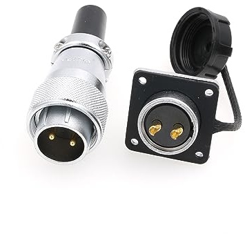 Eonvic WEIPU WS20 2 Pin Aviation Waterproof Connector IP67 Metal Male Plug Female Square Socket Threaded Panel Mount Cable Connector