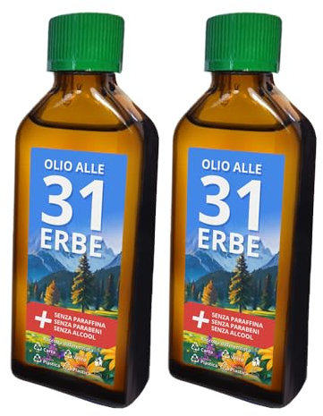 Rebeca Shop Olio D'Erbe 31, Miscela Oli Essenziali per Diffusore, per Massaggi e Aromaterapia, Tonificante, Rilassante, Flacone da 100ml olio 31 erbe (2)