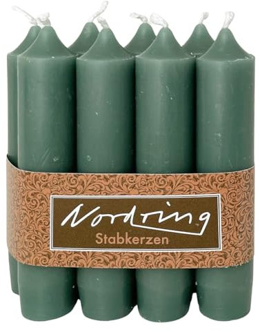 Nordring 8 velas de palo, color verde musgo, 2,2 x 11 cm de alto