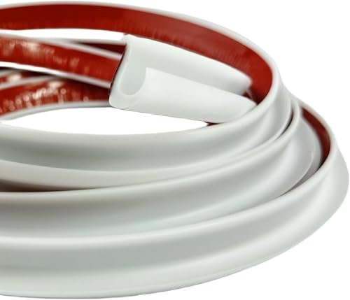 Ssamall J Shape RV Rain Gutter,1 Adhesive Backing,Roof Rain Diverter Strip Molding for Vehicle Truck RV Boat Car Van Door Motor Home (White, 5 Meter)