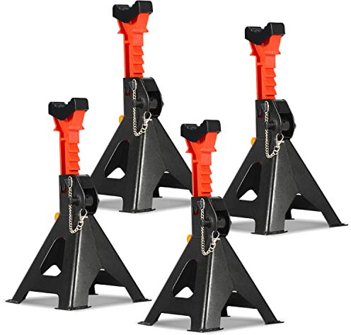 Daromigo Unterstellböcke,Wagenheber Abstellböcke mit Sicherung,Werkstattstände,Stützböcke,höhenverstellbar 285-430mm,Traglast: 3T,Unterstellbock für KFZ Auto PKW(4 Stück)
