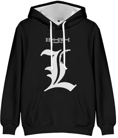 Zhongkaihua Death Note Light Yagami L Lawliet Anime Digital Hoodie Pullover Sweatshirt mit Tasche, warmes Geschenk für Erwachsene, Teenager, Jungen, Mädchen, Studentenliebhaber, Typ 1, S