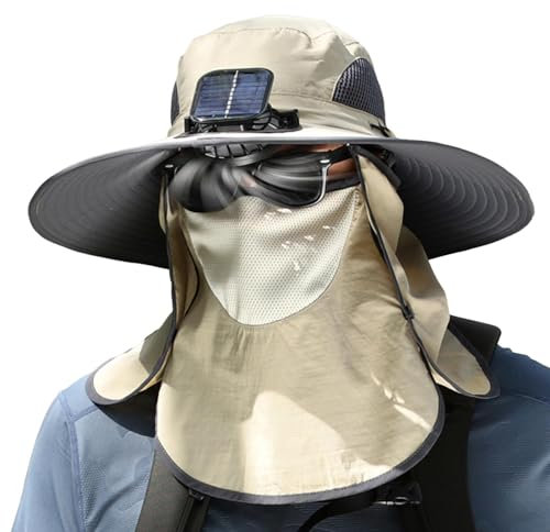 Fan-Cap, Hüte mit Fans | Sonnenschirm-Fischerhut mit Fächer - Solarventilator mit breiter Krempe, Outdoor-Angelhut – Solar- und USB-Aufladung, Sonnenschutz-Sonnenhut mit Ventilator, Solar-Ventilatorhu