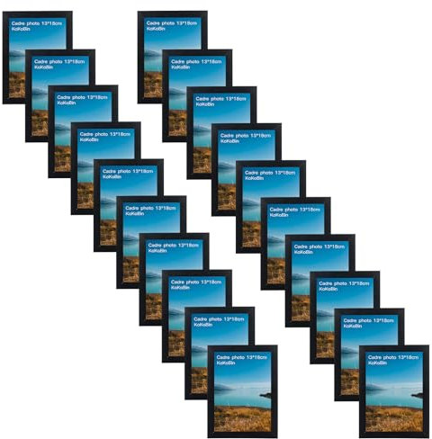 KoKoBin Bilderrahmen, 20 Stück Bilderrahmen MDF und Plexiglas Bilderrahmen für Wand- und Tischbilder. Geeignet für Poster, Wohnzimmer, Kunst (20er Pack Schwarz 13 x 18 cm (5 x 7 Zoll))