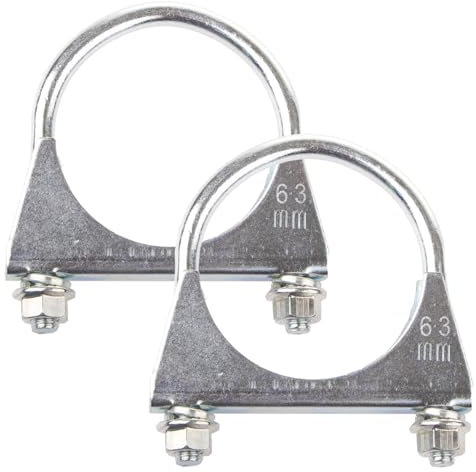 Exhaust Clamp - 2 Pcs 63mm Heavy Duty Galvanized Pipe Clamps for Exhaust Repair, U-Bolt Clamps for 63mm Diameter Tail Pipes