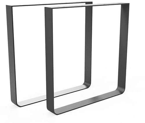 mina concept Tischkufen Flachstahl gebogen – Schwarz – Gestell U Form – Breite 70 cm, Höhe 72 cm Profil 80 x 8 mm – 2 Stück – U F 8008 SW