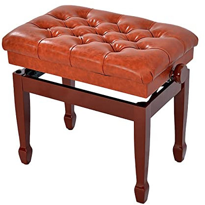 WYRMB Faux Leather Piano Stool Adjustable Height Piano Stool,Single-Person Keyboard Bench,Pu Padded Seat Bench,Single Chair Stool with Sturdy Wooden Legs,