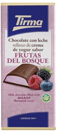 Tirma | Barre de chocolat au lait aromatisée à la crème de yaourt et aux baies 103g | Chocolat crémeux fourré | Idéal pour desserts | En-cas chocolaté