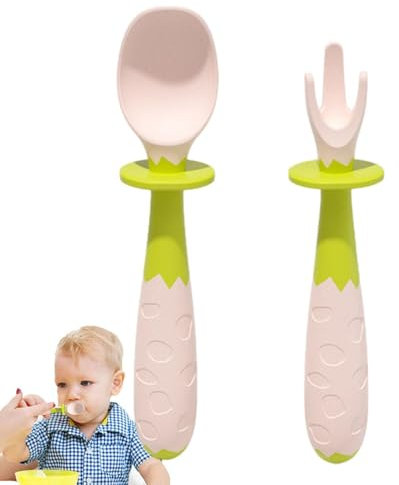 Kixolazr Besteck für Kleinkinder, Fütterlöffel für Kleinkinder,Kinder Cartoon Löffel Gabel biegbar | Essbesteck für Kinder ab 2 Jahren, platzsparendes Entwöhnungsbesteck für Suppe, Pizza