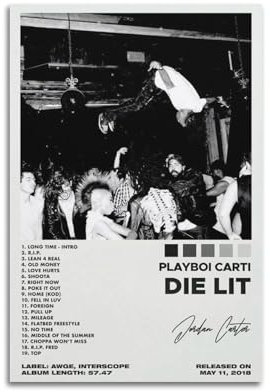 Playboi Carti Die beleuchtetes Album-Kunstposter, 40 x 60 cm, Wohnzimmer-Wanddekoration