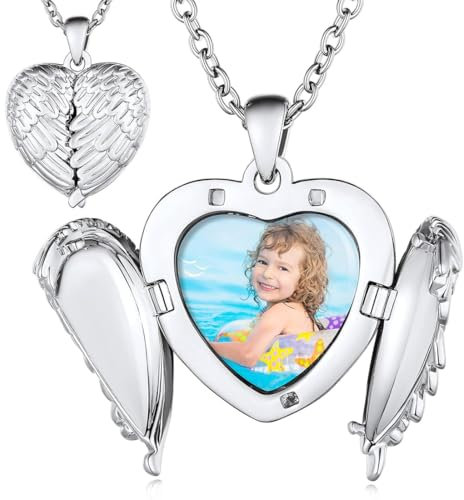 EIH1 Foto Bilder Halskette Öffnen Medaillon Halskette Edelstahl Blumen Muster Anhänger Amulett für Mutter Freundinnen Mädchen Geburtstags Geschenk Souvenir