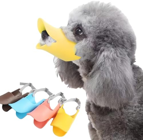 Vyloky Hundemaulkorb Anti-Biss Silikon Entenschnabel、Duck Mouth Shape Hund Maulkorb Anti-Ruf Maulkorb für Welpen Hunde (gelb (Farbe), L)