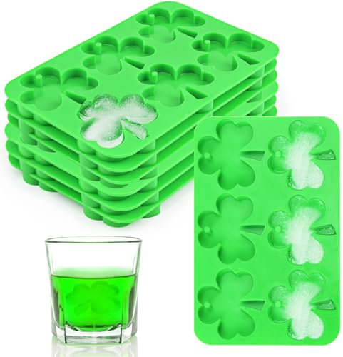 Kleeblatt-Silikonformen für St. Patrick's Day, Zubehör, Kleeblatt-Eiswürfelform, 3D, große Eiswürfelformen für Eiswürfel, Gelee, Schokolade, Süßigkeiten, 8 Stück