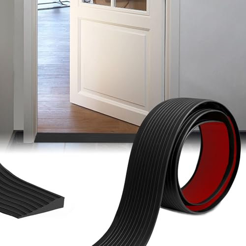 Yunlaishaocer Soglia di Dislivello Pavimento, Rampa per Soglie in Gomma, Robot di Aspirazione della Rampa,Portata 800 kg, Rampe Autoadesiva per Porte Aperte,per Gradini, Scale (Nero,100cmx5cmx1cm)