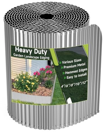 Gewellte Garteneinfassung, 10,2 x 3 m, verzinkter Stahl, Landschaftseinfassung und Rasenkante, Metall-Gartenumrandung für Blumenbeete, Garten, Rasen, Hochbeete und Baumumrandung (Silber)