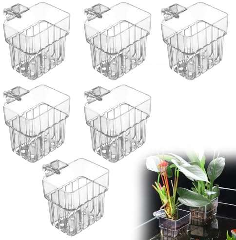WANDGU 6 Stück Aquarium Pflanzenhalter: Pflanzenständer für Aquarien, Acryl Transparent Hängende Aquarienpflanze Tassen Hängender Wasserpflanzer für Aquarium Aquaponic Pflanzenzucht