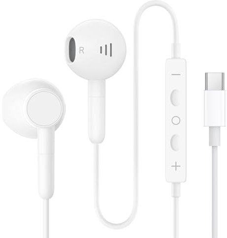 USBC Headphones for Samsung, Wired Earphones USB C, In Ear Phones Hi-Fi Stereo Earbuds with Microphone Compatible for Samsung Galaxy S25/S24/S23/S22/S20 Ultra Plus C55 A71, iPhone 16/15 Pro Max, iPad